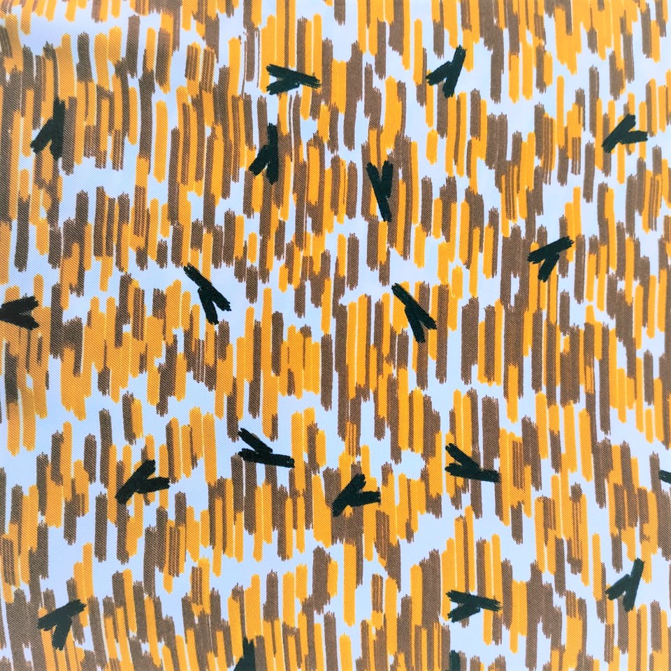 Abstract Yellow Print On Twill Satin (SS24) TSPS06