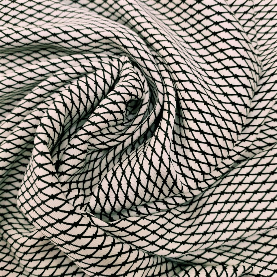 Zebra Lattice (White)Print On Twill Satin (SS24) TSPS24