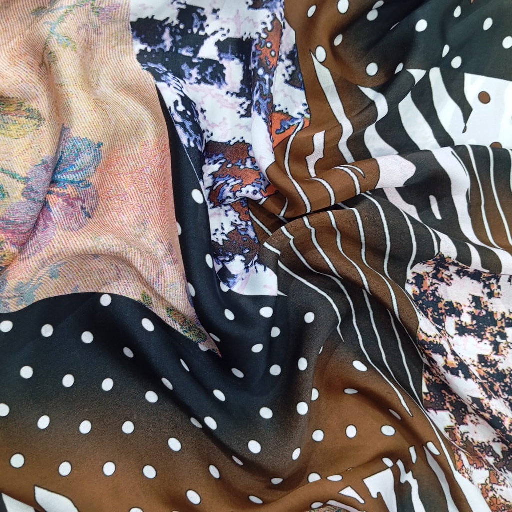 Brown Marble Print On Korean Satin S23 KSPS32