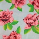 Pink Flower Print On Korean Satin S23-KSPS90
