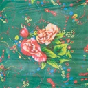 Green Base Roses Print On Silk Chiffon S23-SCPS157