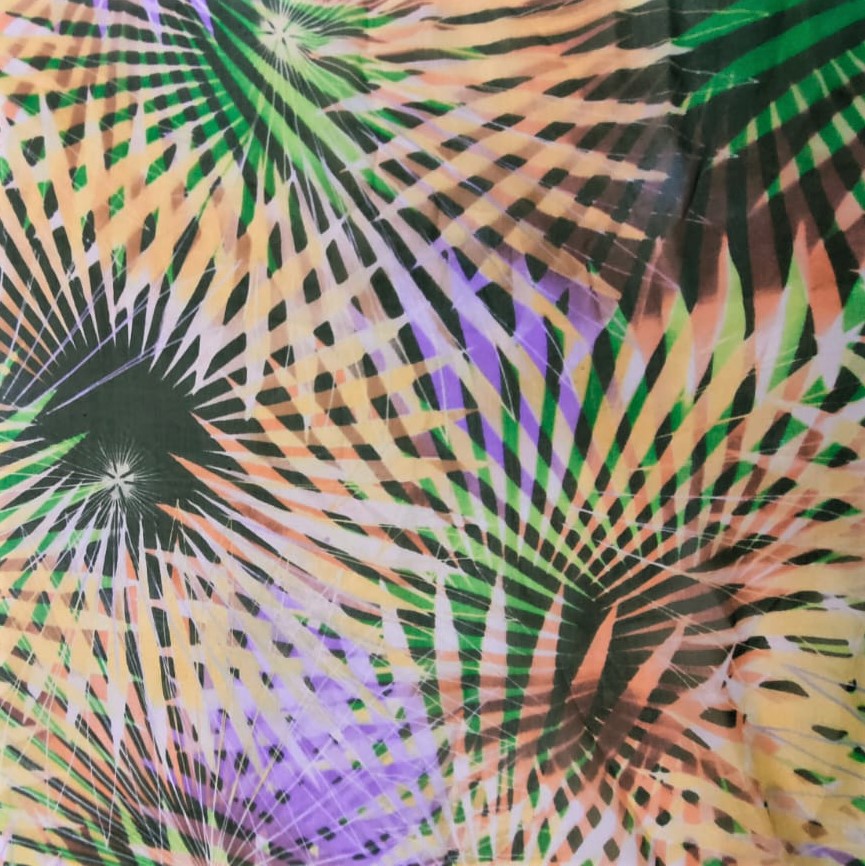 Canvas Art Green Print On Silk Chiffon S23-SCPS134