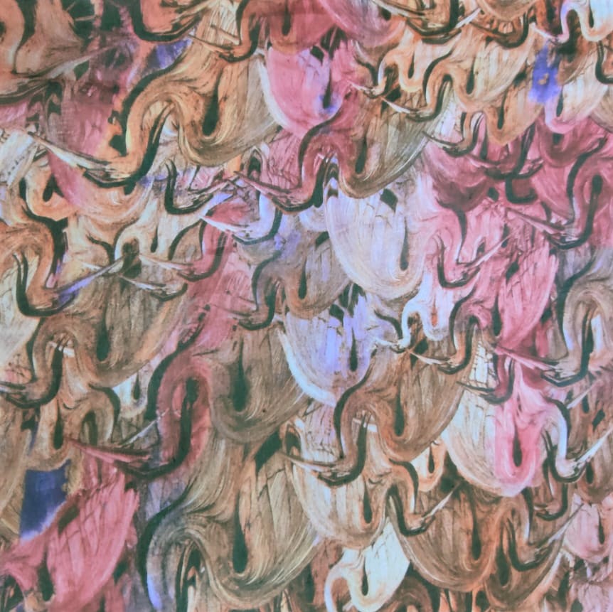 Abstract Brush Art Print On Silk Chiffon S23-SCPS101