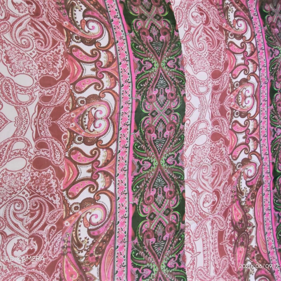 Border Paisley Print On Silk Chiffon S23-SCPS123