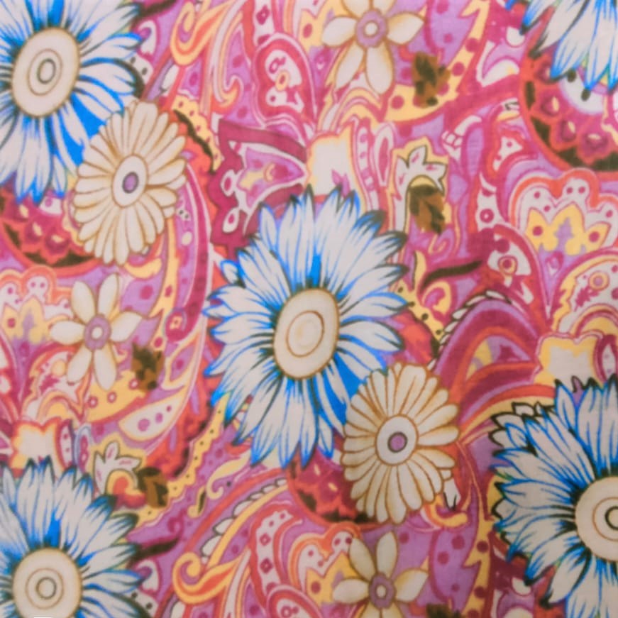 Sun Flower Print Print On Silk Chiffon S23-SCPS203