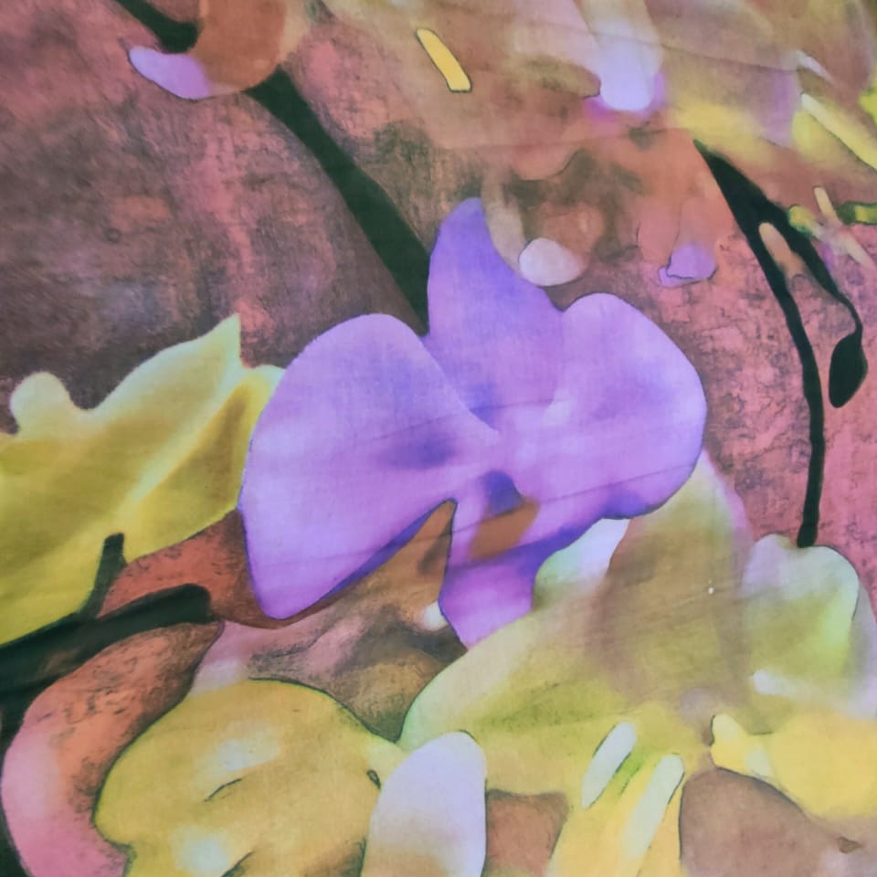 Ocean Floral Print On Silk Chiffon S23-SCPS176