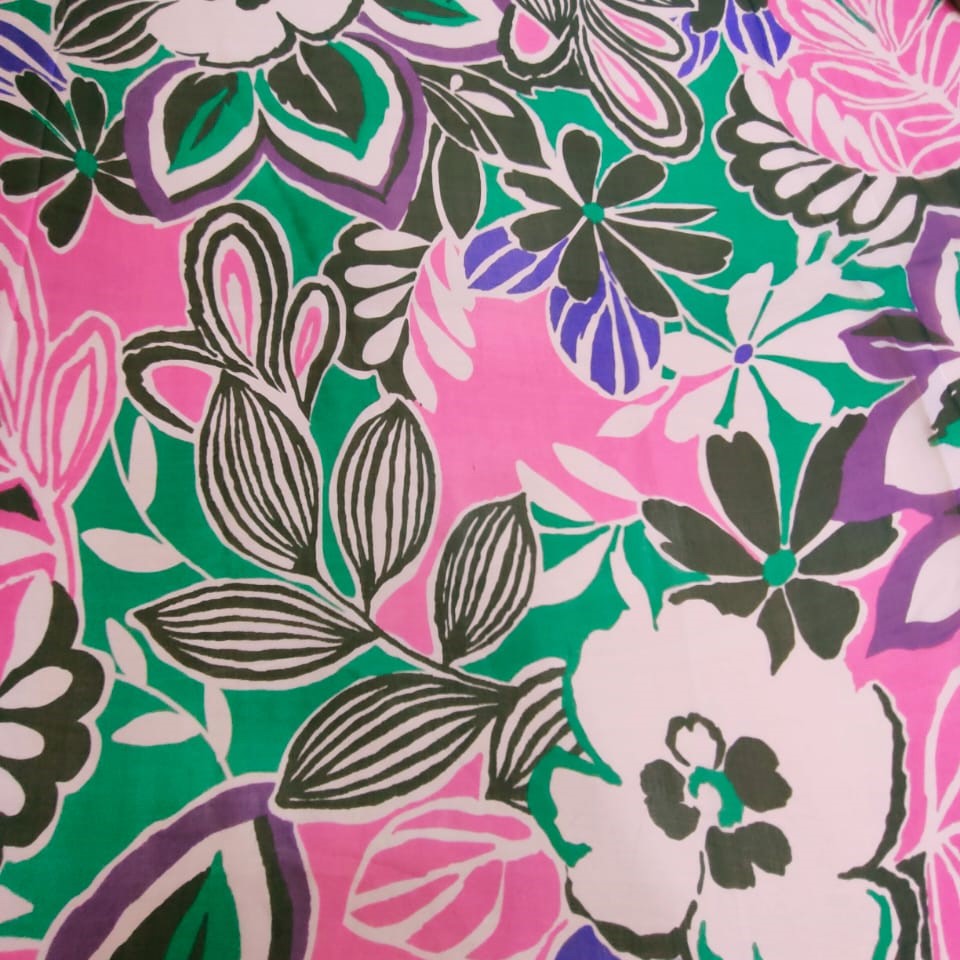 Pink Floral Print On Silk Chiffon S23-SCPS186