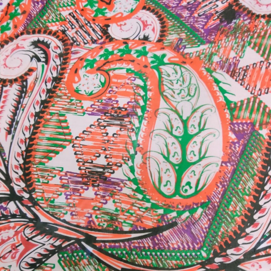 Tree In Paisley Print On Silk Chiffon S23-SCPS205