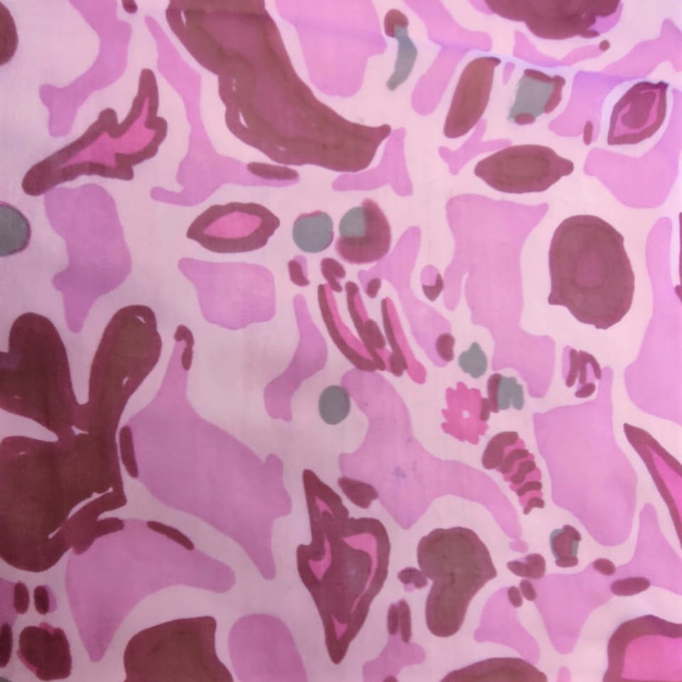 Pink Spots Print On Silk Chiffon S23-SCPS253