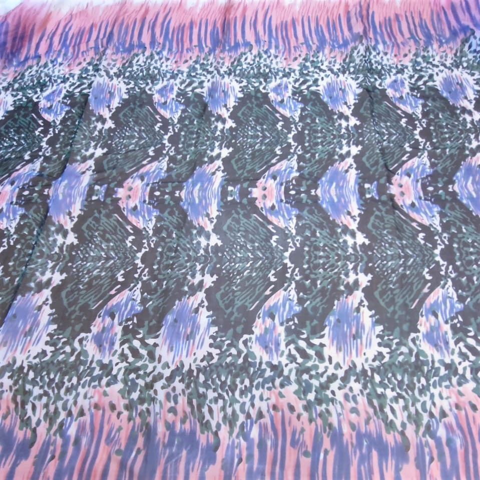 Violet Wave Print On Silk Chiffon S23-SCPS209