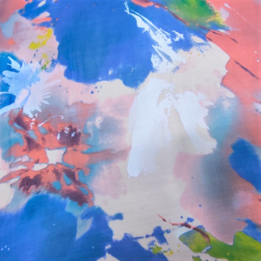 Water Brush Art Print On Silk Chiffon S23-SCPS216