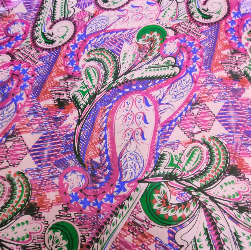 Pink Base Floral Print On Silk Chiffon S23-SCPS184