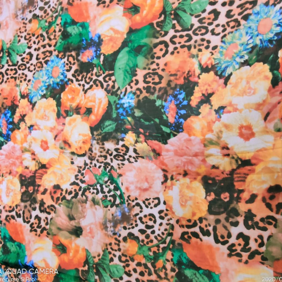 Leopard Flower Print On Silk Chiffon S23-SCPS166