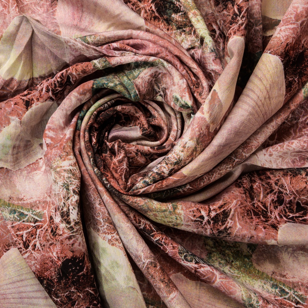 Brown Base Shell Print On French Rayon Dyed Fabric S23 FRPS19