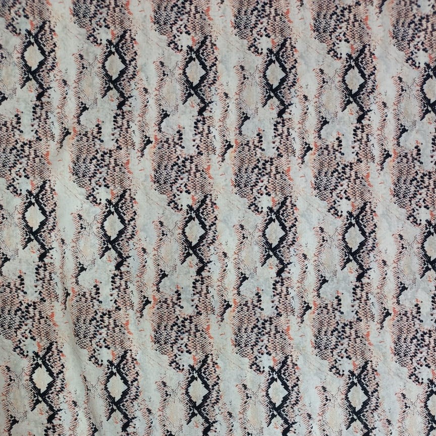 Black & Orange Snake Print On Satin S24 KSPS43