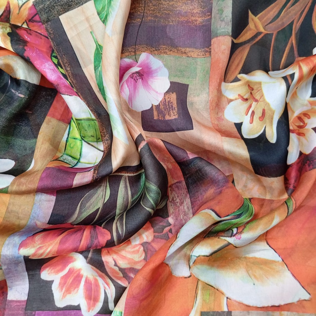 Window Floral Print On Flat Chiffon FCPS150