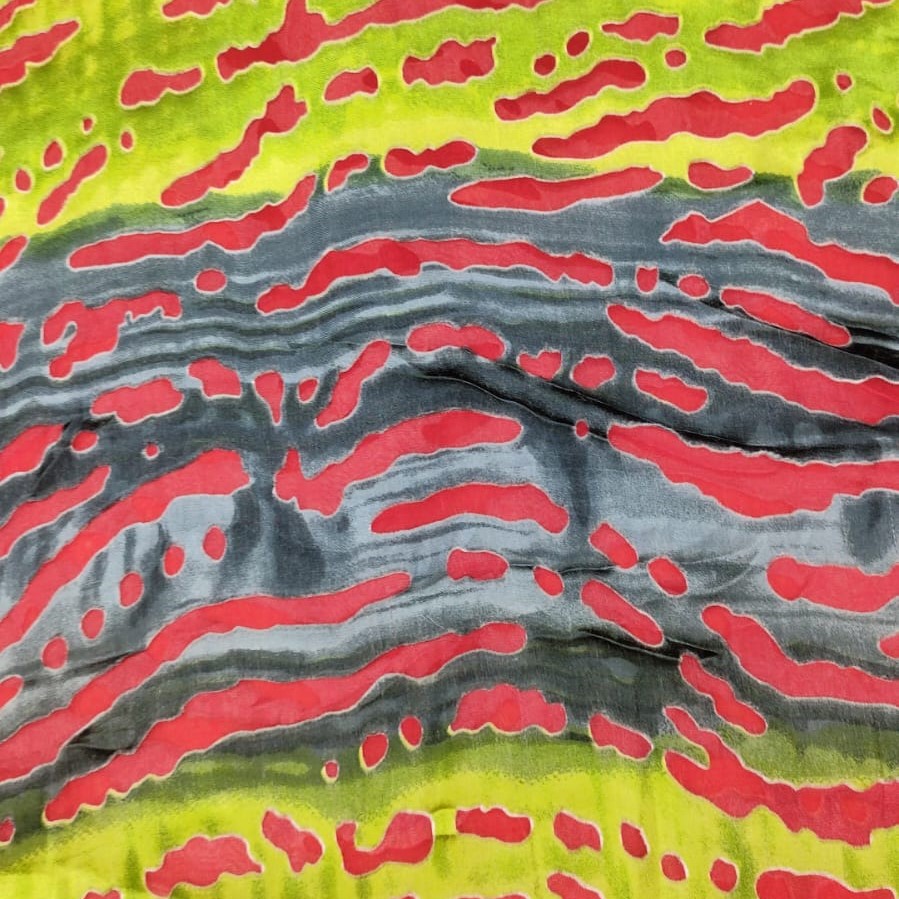 Border Print On Silk Satin Burnout