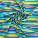 Yellow & Sky Blue Stripes Print On Cotton Corduroy Fabric