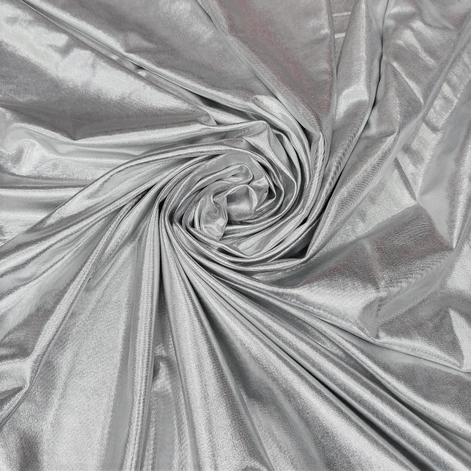Metallic Silver Leather Finish Fabric