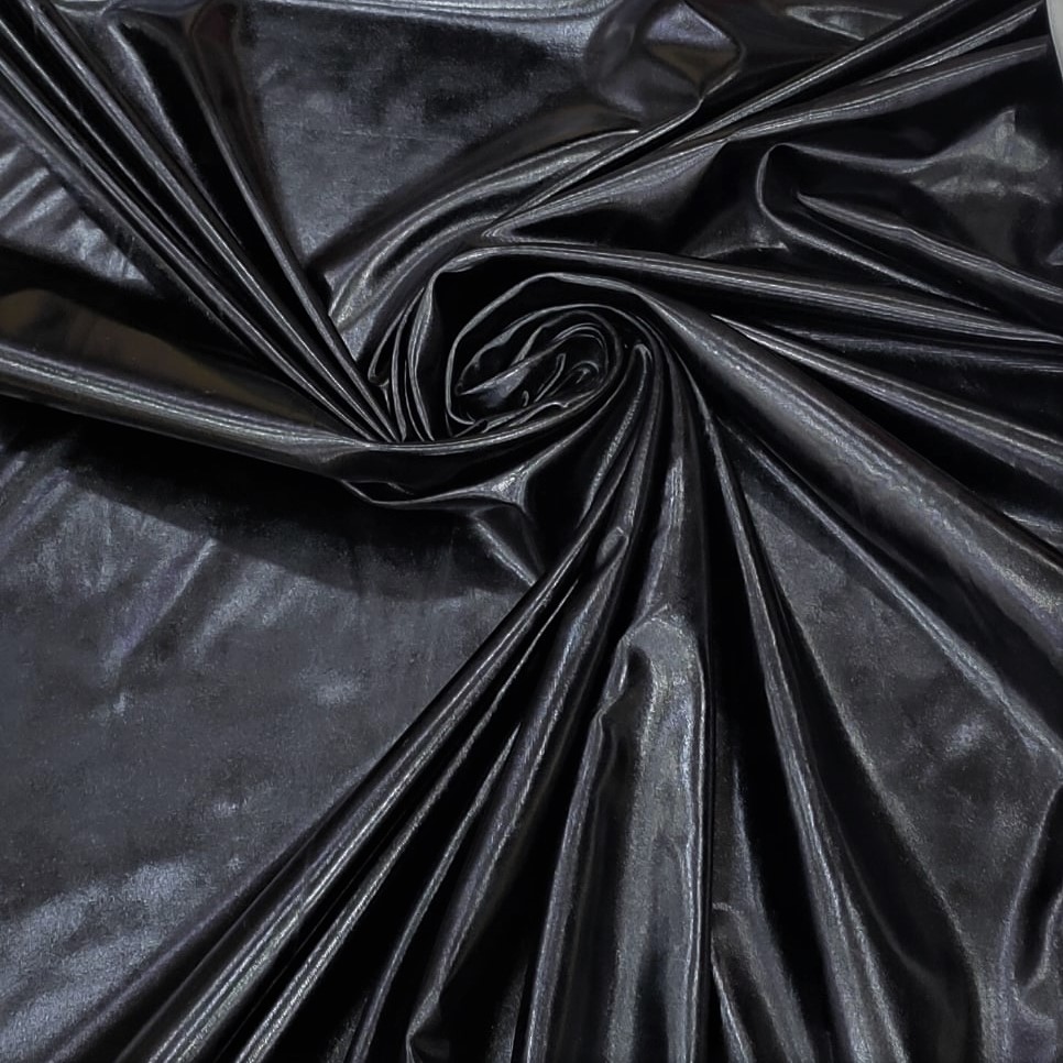 Metallic Black Leather Finish Fabric