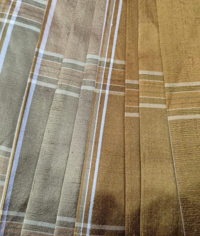 Dupion Silk -Gold & Grey -Check
