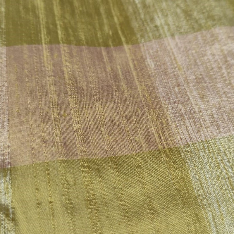 Dupion Silk -Golden & Cream -Check