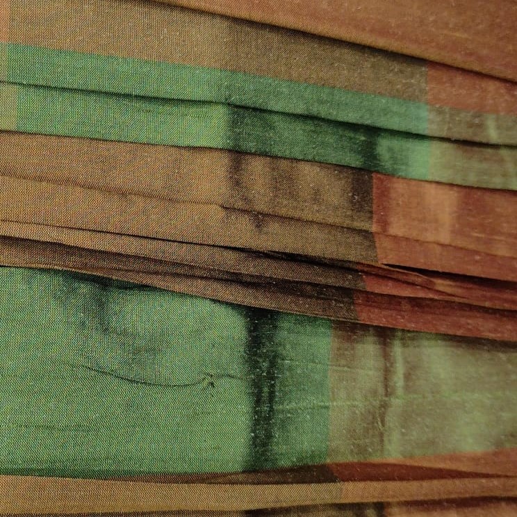Dupion Silk -Green & Brown-Check