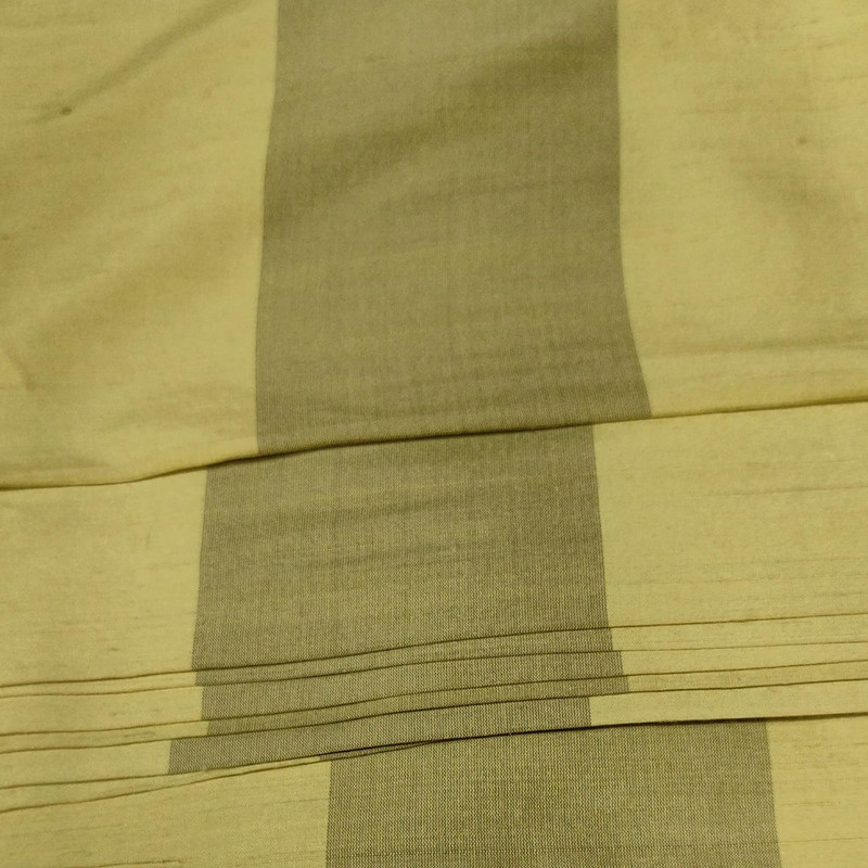 Dupion Silk -Beige & Green-Stripes