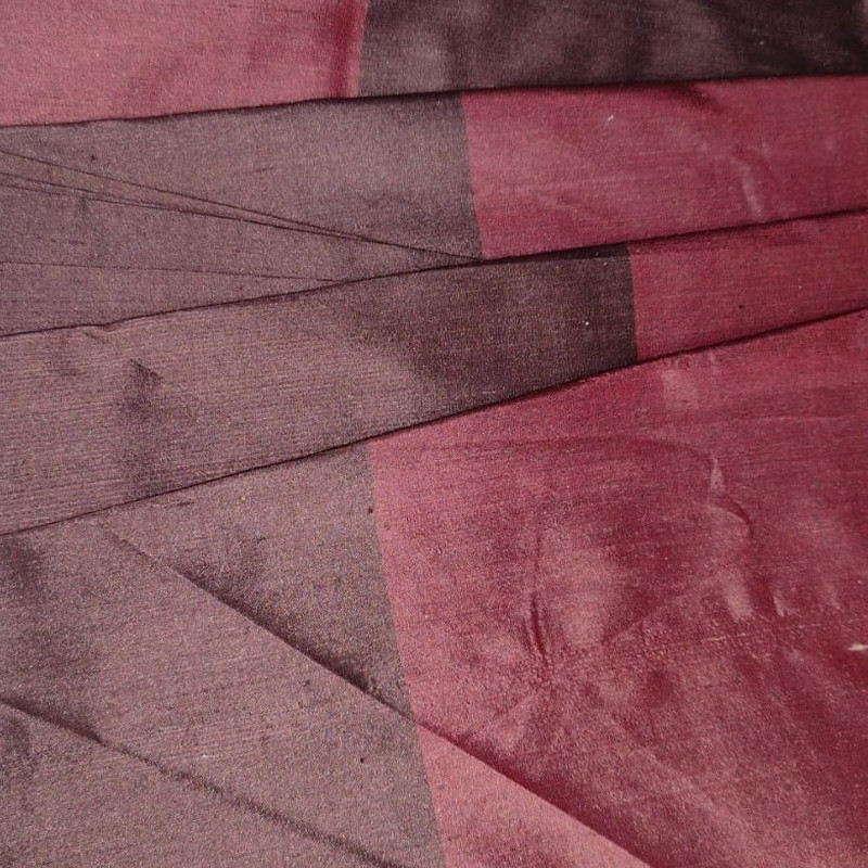 Dupion Silk -Red & Brown-Stripes