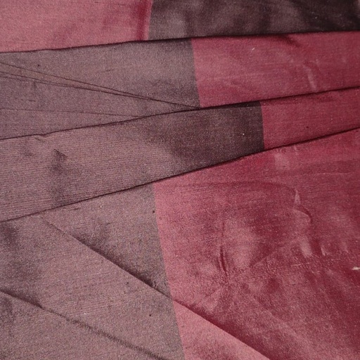 Dupion Silk -Red & Brown-Stripes