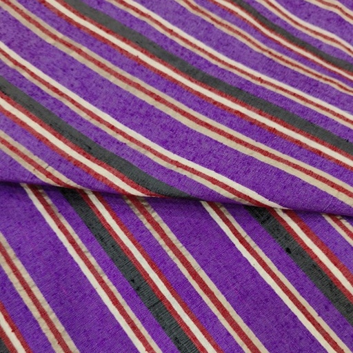 Raw Silk Dupion-Blue & Black & Yellow-Stripes