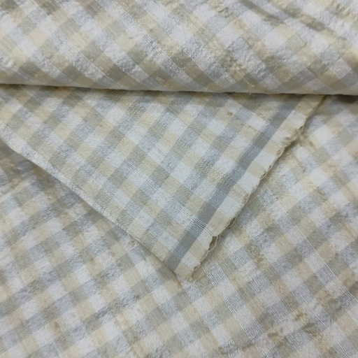 Raw Silk Dupion-Grey & White-Check