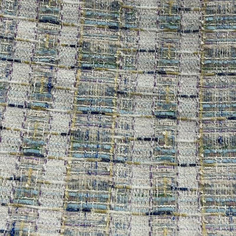 Denim Blue & White & Lurex Boucle Tweed