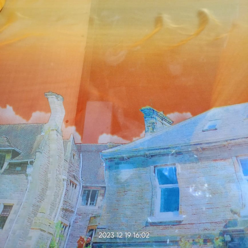 Orange Sky House Print On Habutai Satin S24 HSPS40