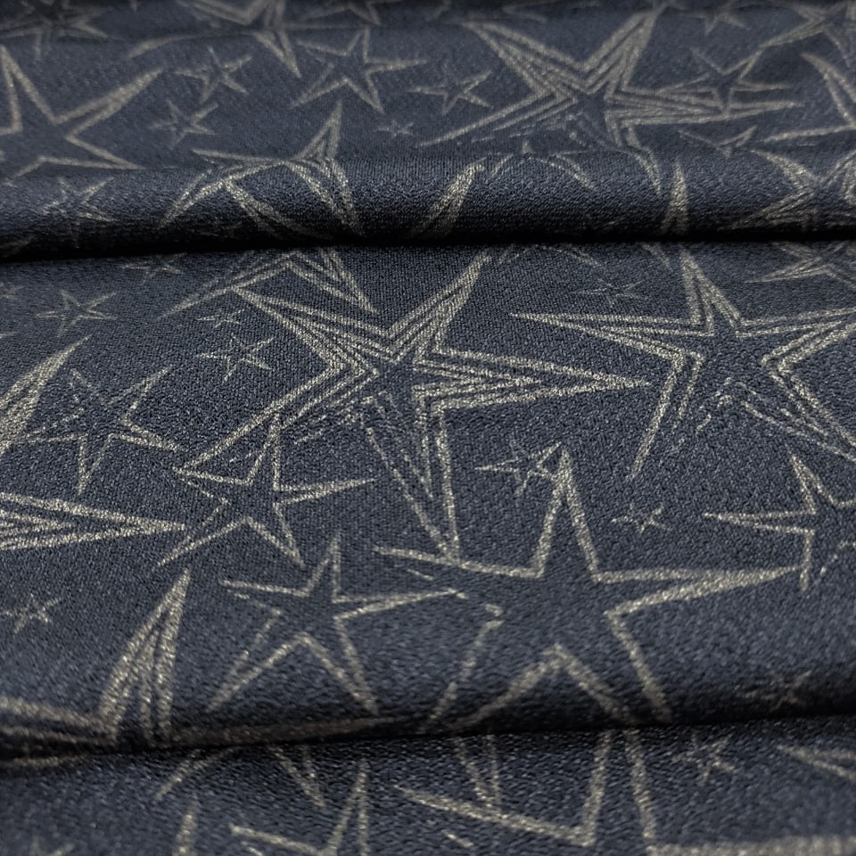 Starry Night - Black & Gold (Crackle Crepe)