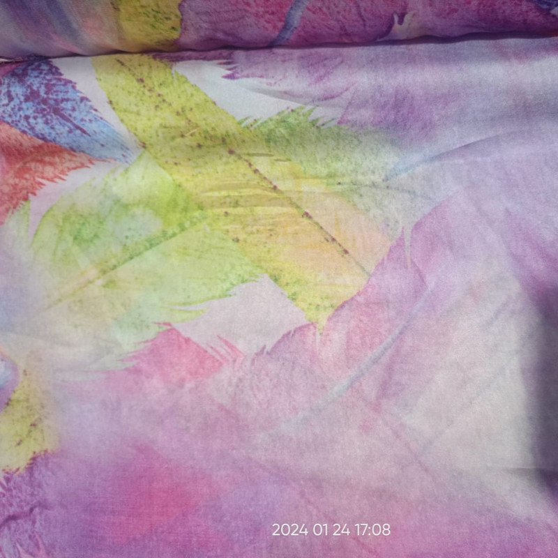 Leaf Print On Habutai Satin S24 HSPS16