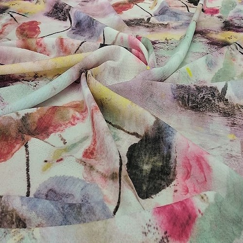 Waterbrush Effect (Red) Print On Snake Crepe S23-SCPS17