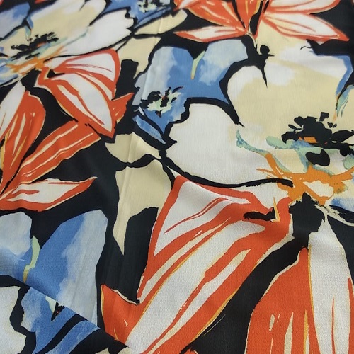 Bloomingdales (Red And Blue) Print On Snake Crepe S23 SCPS5