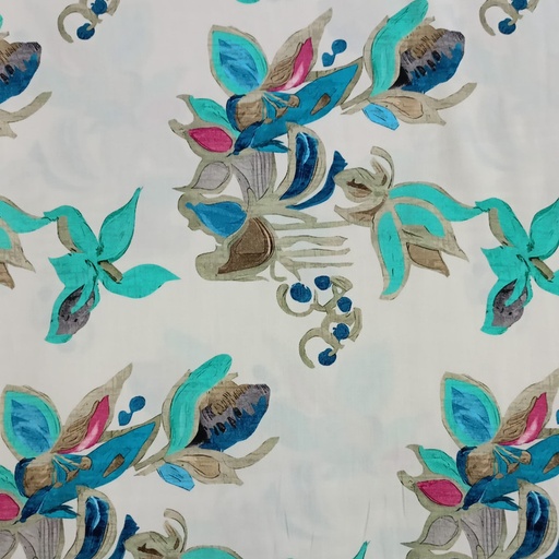 Multi Colour Paisley Print On Parsi Boski S24 PBPS06