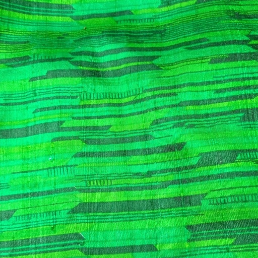 Abstract Green Print on Dupion Silk