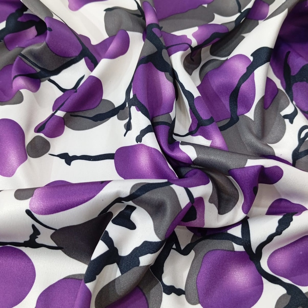 Blue Berry Print On Dutchess Satin S23-DSPS10