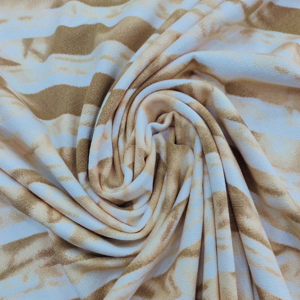 Pictorial Stripes(Gold) Print On Mango Crepe Fabric