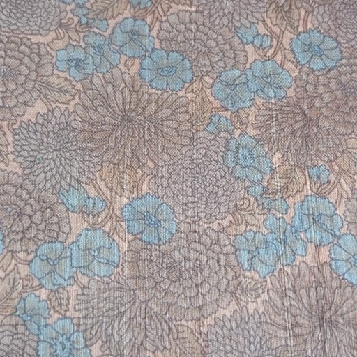 Peach Flower Garden Print on Dupion Silk