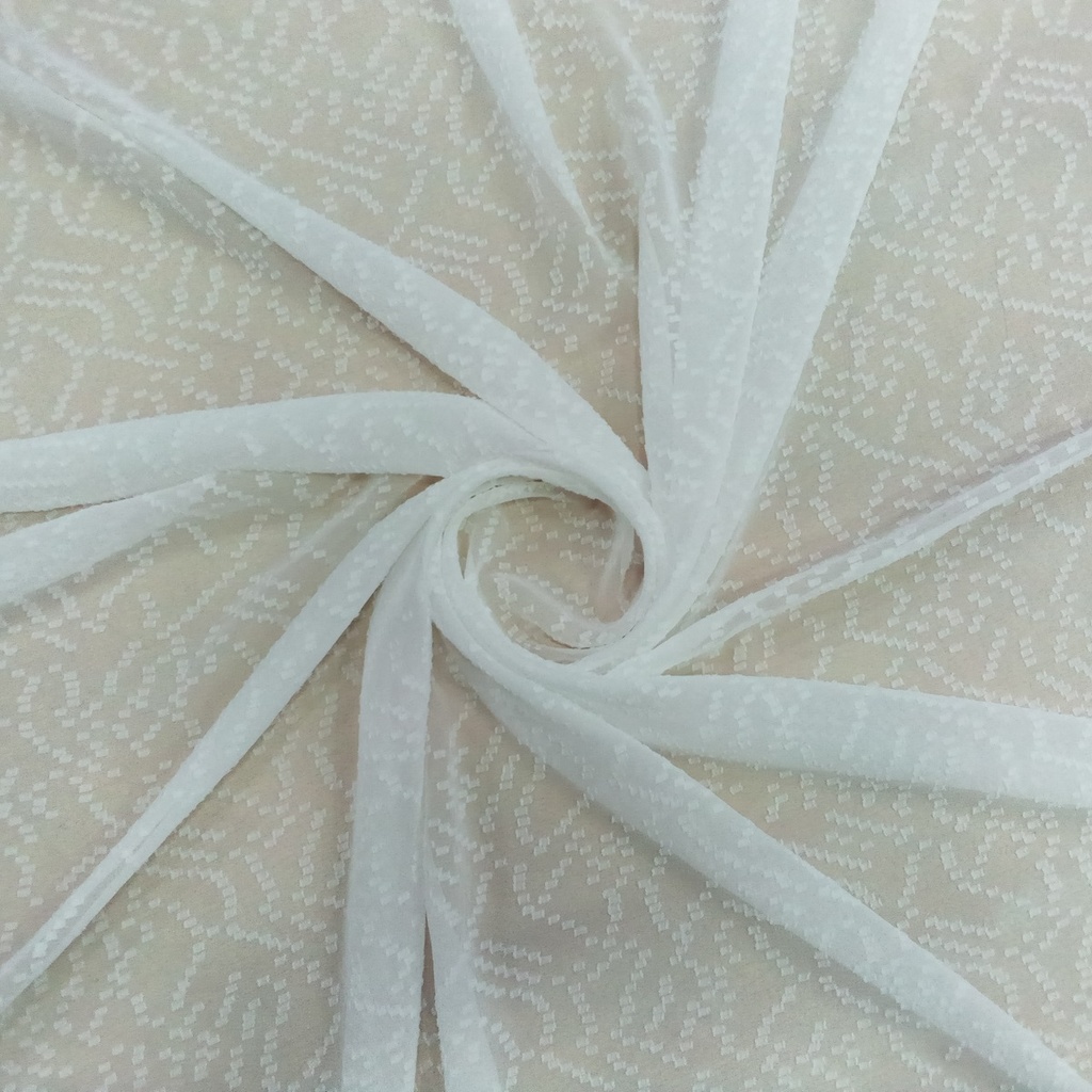 Clip Jacquard Dyed Fabric (Abstract, White)