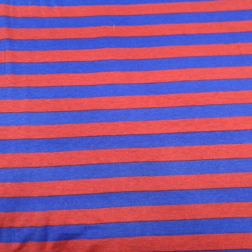 Stripes(Blue & Red) Print On Viscose Knitted  S24 VKPS12