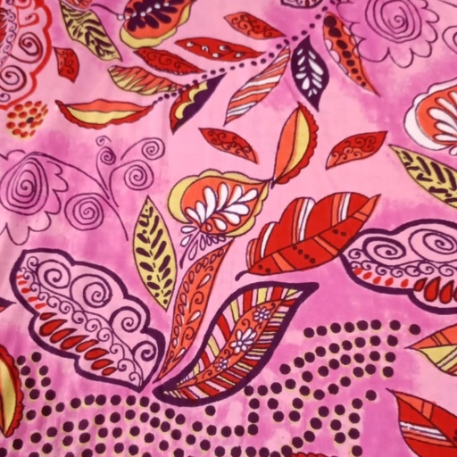 Pink Base Garden Print On Cotton Knitted CKPS18