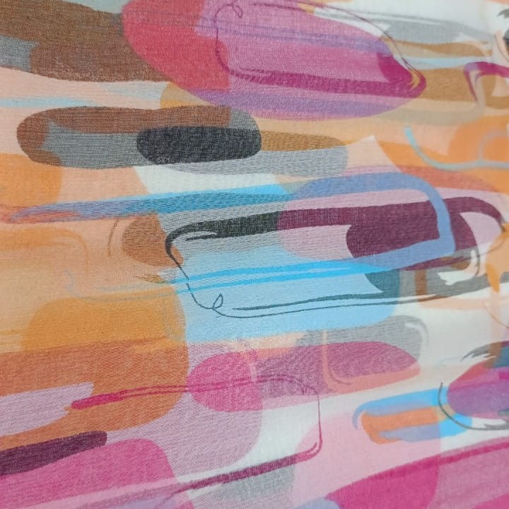 Abstract Art Print On Silk Georgette SGPS08