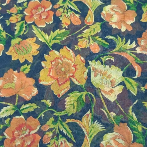 Mari Gold Flower Print On Silk Georgette SGPS16