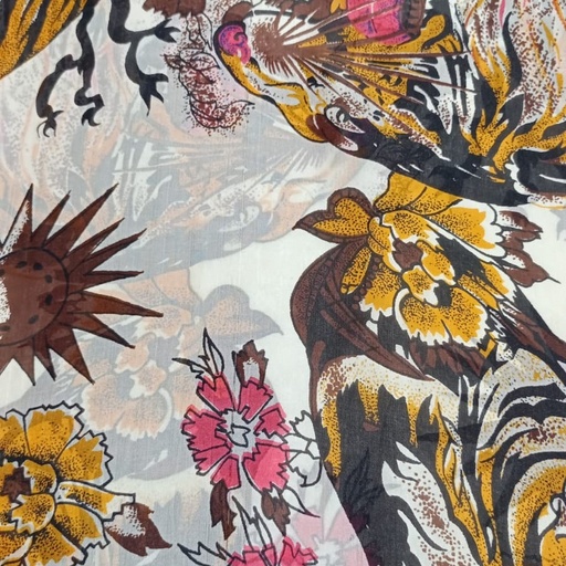 White Base Garden Print On Silk Habutai 44 Inch SHPS03