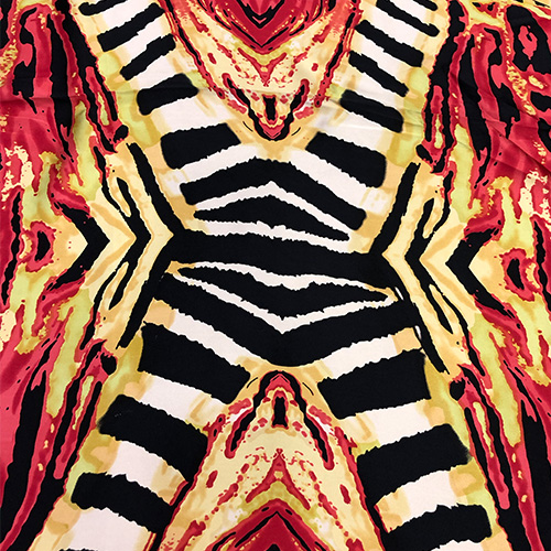 Fiery Zebra Print On Pure Silk Satin